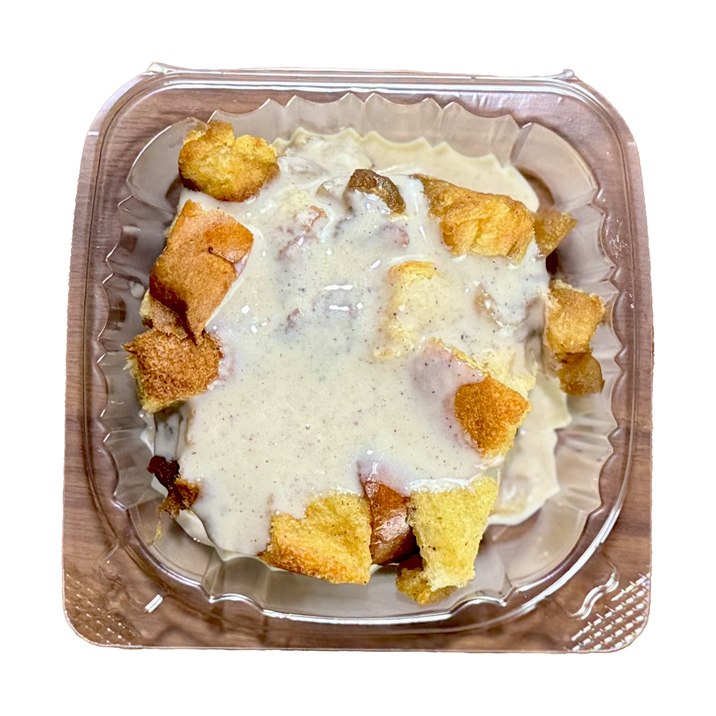 APPLE PIE BREAD PUDDING, IRISH CREAM VANILLA CINNAMON CREAM SAUCE